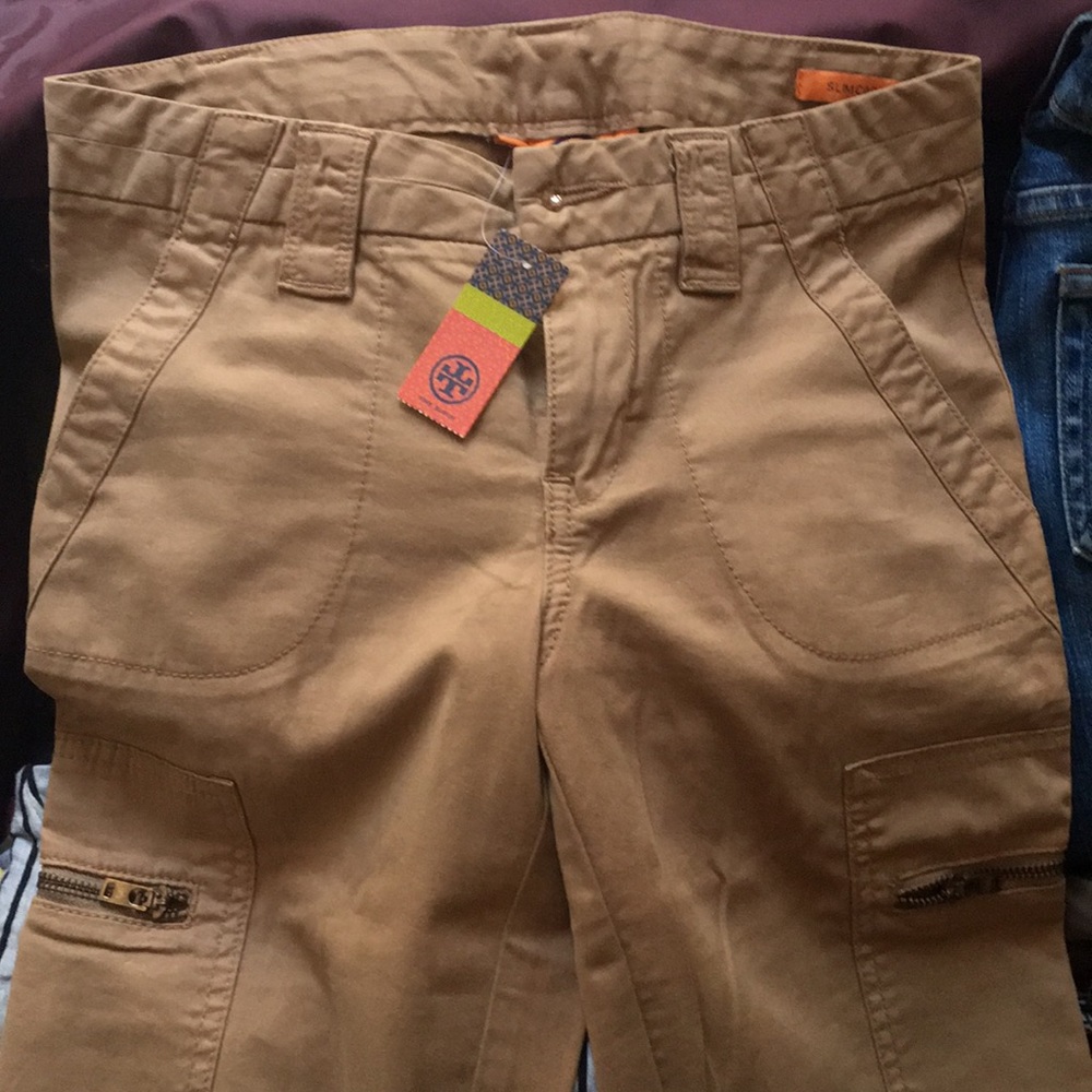Tory Burch Chino Slim Cargo Pant SandDollar Size25
